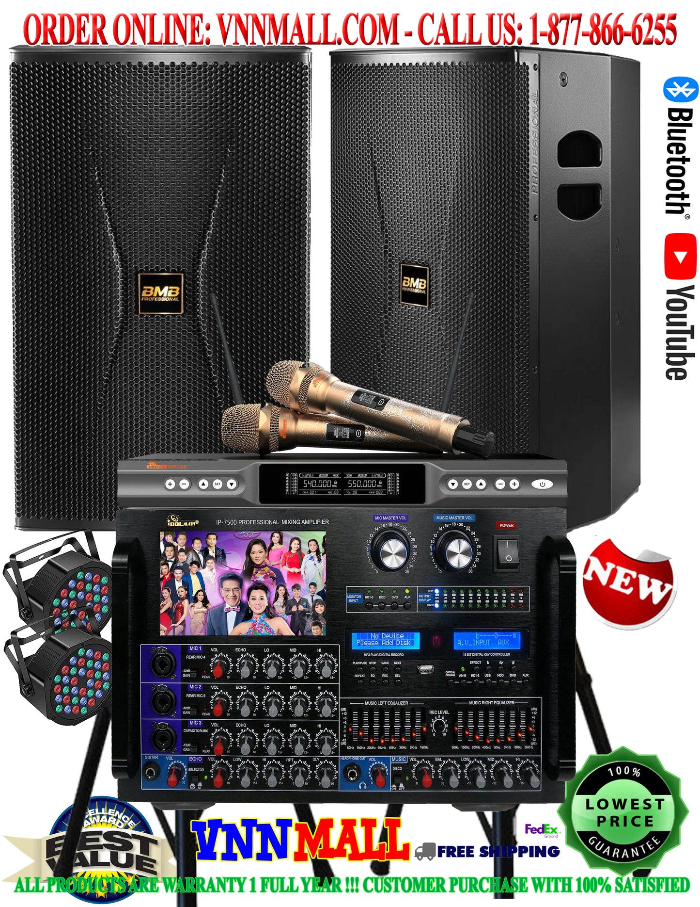 KARAOKE SYSTEM 35 - NEWEST MODEL: 2025 - BMB professional Vocal Speakers 3600 Watts - Amplifier 8000 Watts
