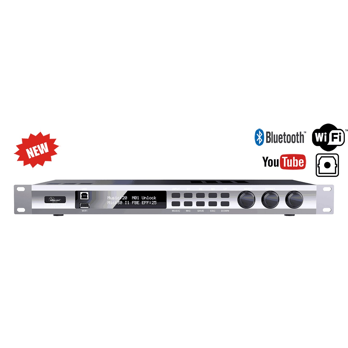 Vang Số IDOLpro DSP-A19 Professional Bluetooth/ Optical/ Multi Effects/ Feedback Control Karaoke Processor ( Model 2025 )