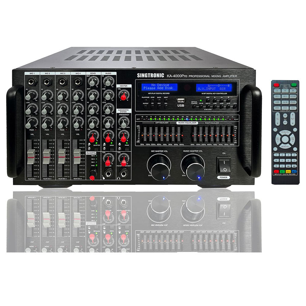 Singtronic KA-4000Pro Professional DJ/KJ 4000W Mixing Amplifier Built in Slider, HDMI-Arc & Recording