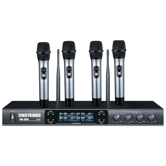 ( OPEN BOX - LIKE NEW ) UHF-3500 PROFESSIONAL QUAD UHF CHANNELS WIRELESS PLL MICROPHONE SYSTEM - Model: 2025