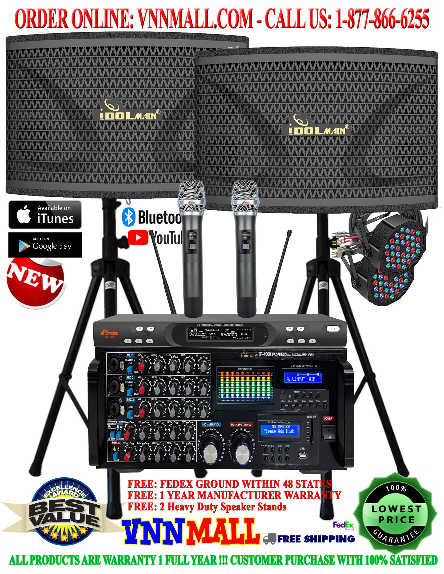 KARAOKE SYSTEM 19 - 3000 WATTS - IDOLMAIN 3-Way System- BUILT-IN HDMI ARC, OPTICAL - MODEL: 2025