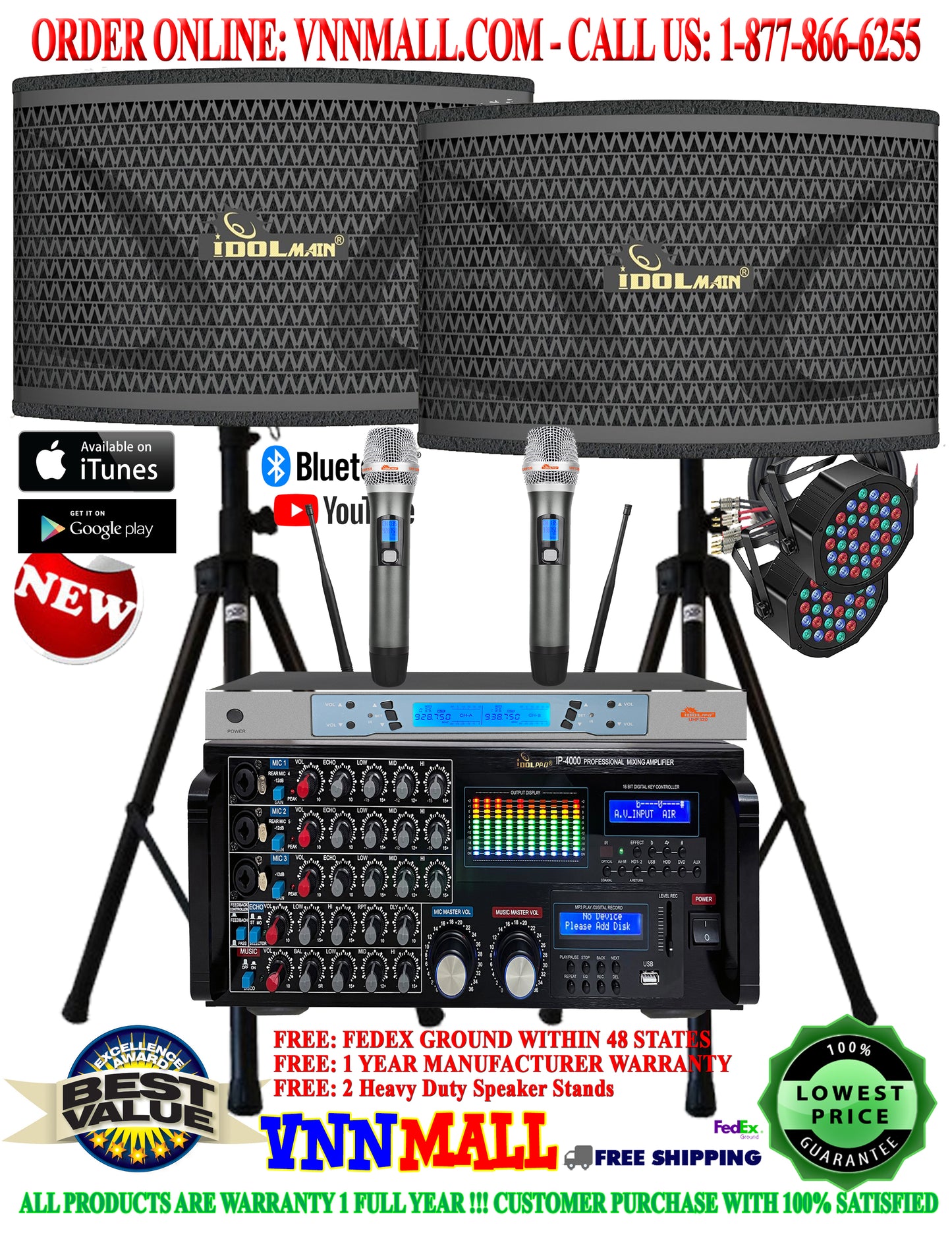 KARAOKE SYSTEM 19 - 3000 WATTS - IDOLMAIN 3-Way System- BUILT-IN HDMI ARC, OPTICAL - MODEL: 2025