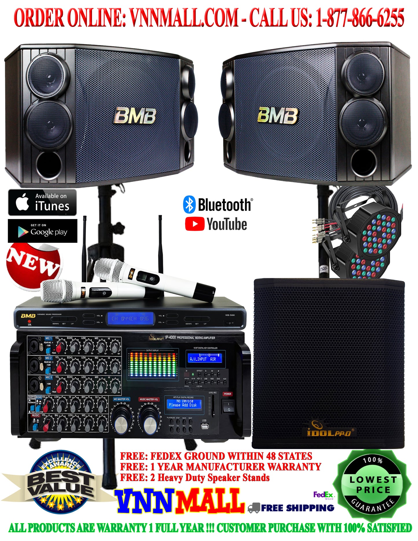 KARAOKE SYSTEM 30 - BMB Japan Karaoke System 3000W - 3-Ways Speakers, Built In Bluetooth, Optical, HDMI ARC - Model 2025