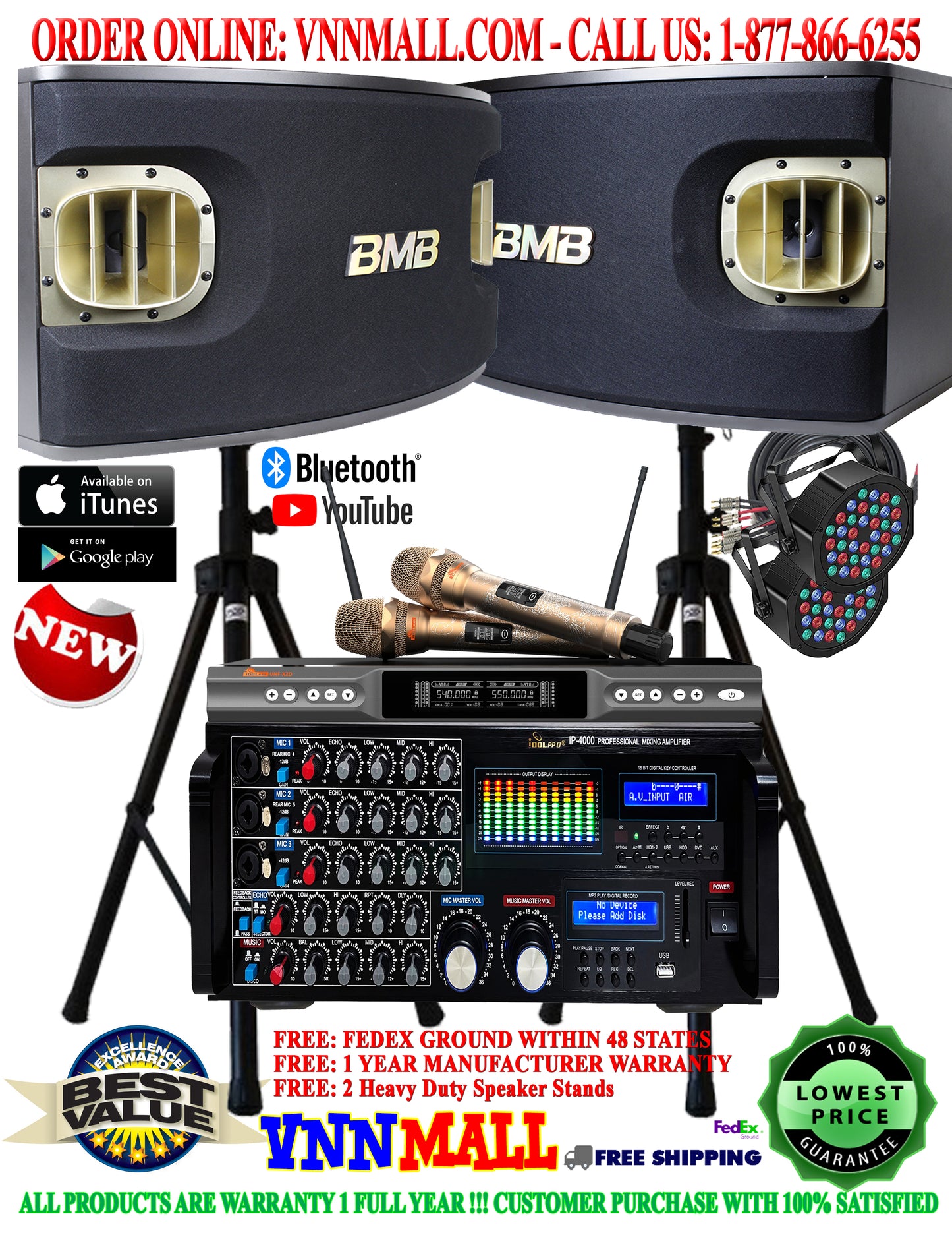 KARAOKE SYSTEM 32 - 2400W YouTube Karaoke System, BMB Japan 3-Way Karaoke Speakers - (MODEL 2025)