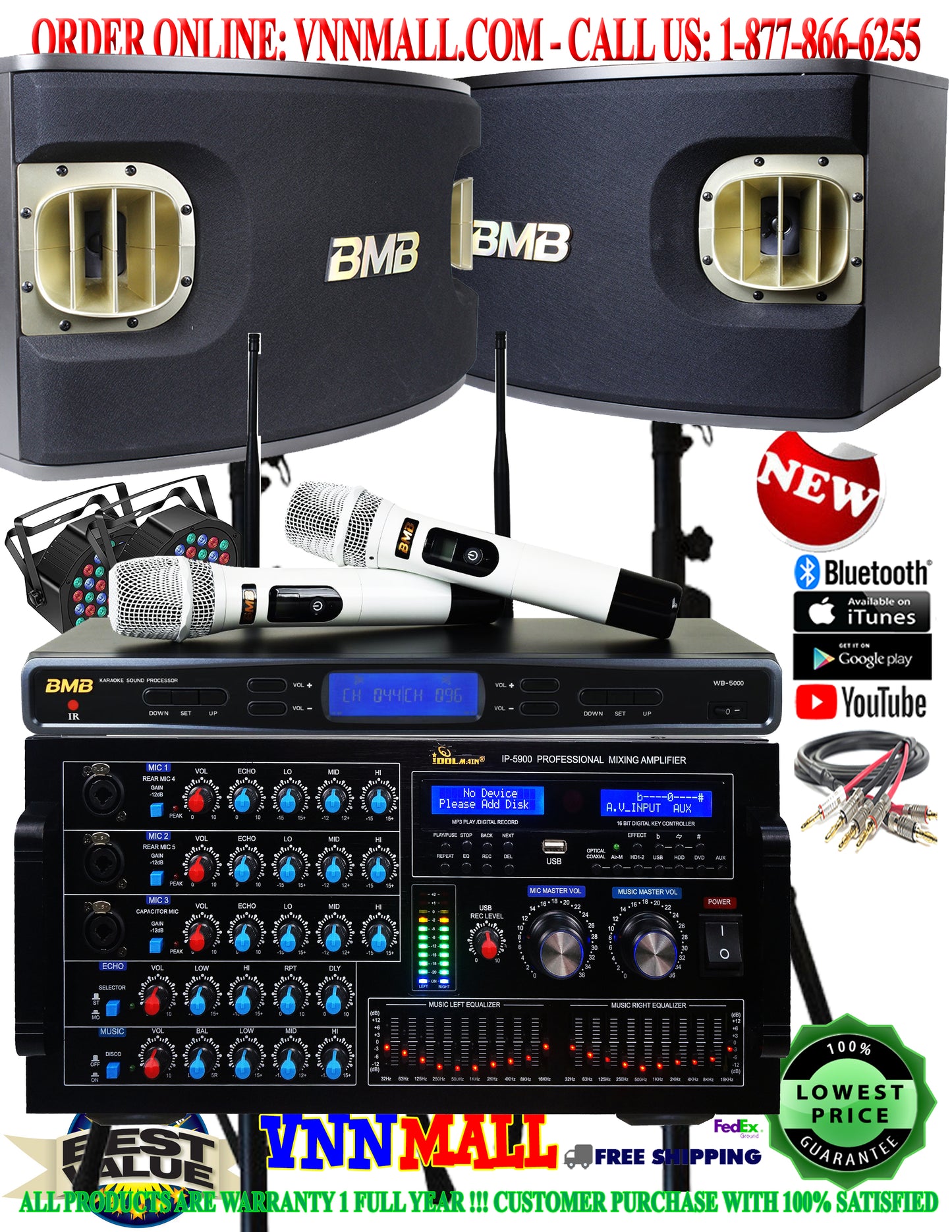 KARAOKE SYSTEM 34 - 2400W YouTube Karaoke System, BMB Japan 3-Way Karaoke Speakers - ( MODEL 2025 )