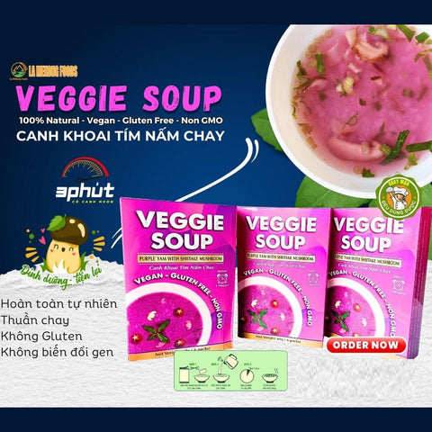Instant Veggie Soup - Canh Khoai Tím Nấm Chay ( 6 packs/box )