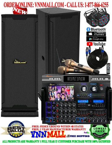 KARAOKE SYSTEM 20 - NEWEST MODEL: 2023 - DELUXE 5 - TOTAL 6000 WATTS - 8000W AMPLIFIER - X2D Dragon Microphone with Feedback Control