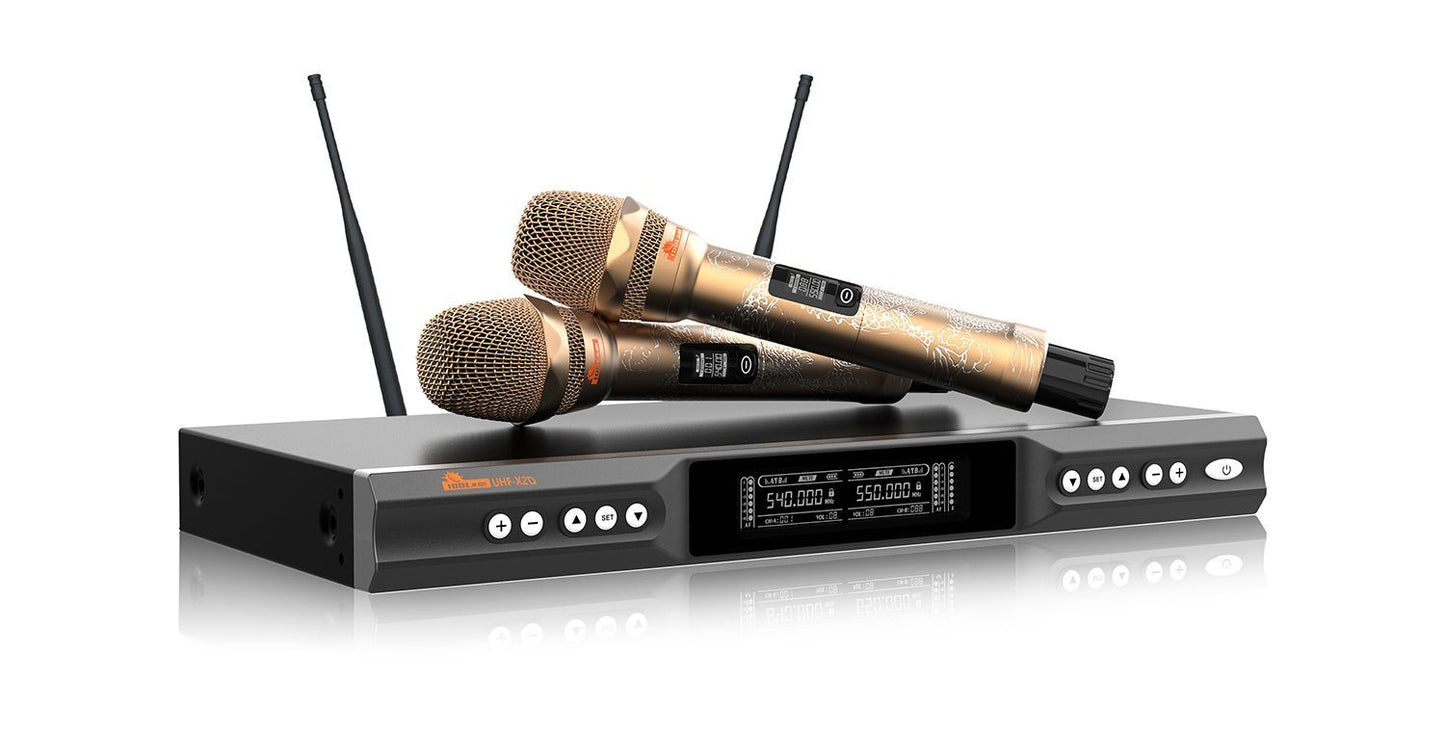 ( OPEN BOX - LIKE NEW ) UHF-X2D Golden Dragons Engraved with Dependable Performance and Professional Graded Wireless Microphones (Model 2025)