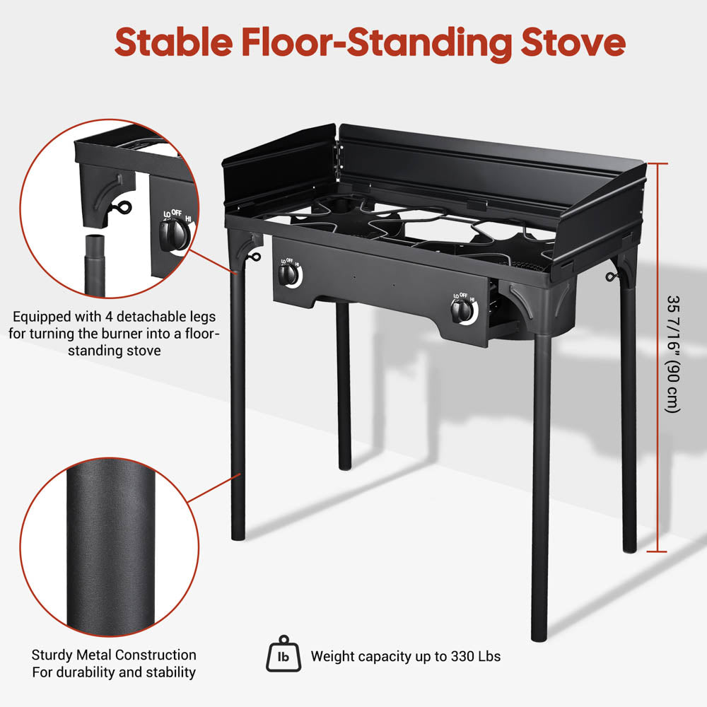 Yescom 32" Outdoor Burner Double Propane Stove with Stand