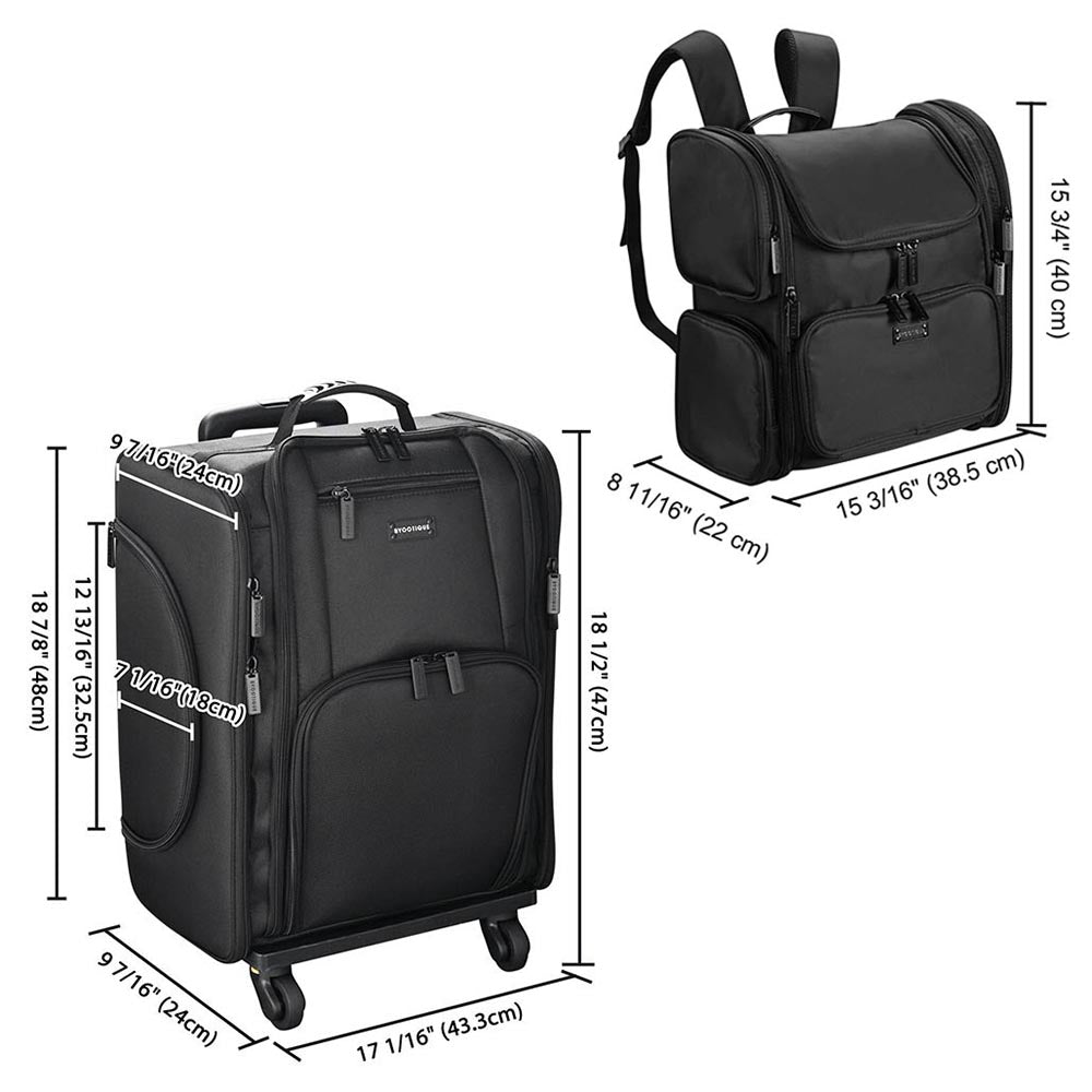 Byootique 2in1 Rolling Makeup Case with Backpack Detach Trolley