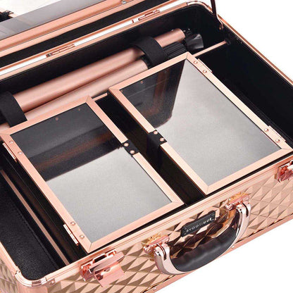 Byootique Rolling Studio Makeup Case with Lighted Mirror & Legs, L