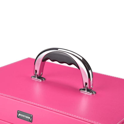 Byootique Pink Rolling Makeup Case with Drawers Nail Artist