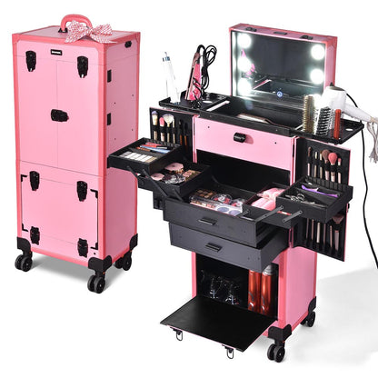 Byootique Professional Artist Rolling Makeup Case w/ Light & Mirror