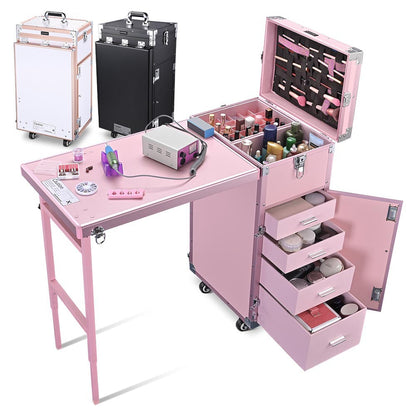 Byootique Nail Table Makeup Station Speaker Drawers Mirror