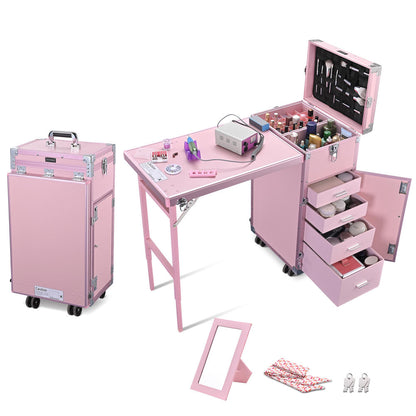 Byootique Nail Table Makeup Station Speaker Drawers Mirror