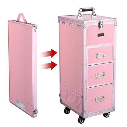 Byootique Makeup Artist Nail Tech Travel Case Workstation (Lefty & Righty) Pink