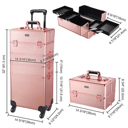 Byootique 4 in 1 Rolling Makeup Case Pink Champagne