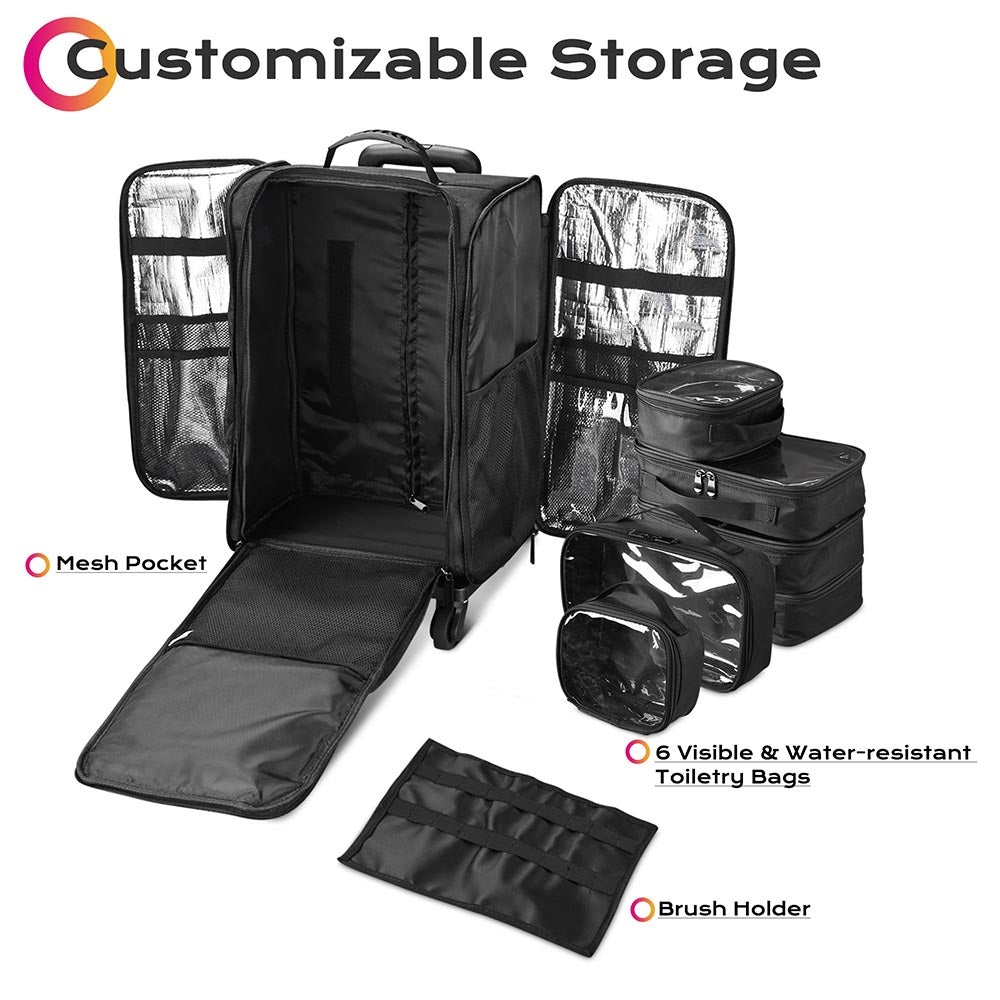 Byootique Rolling Case with Detach Trolley Wheels & Compartments