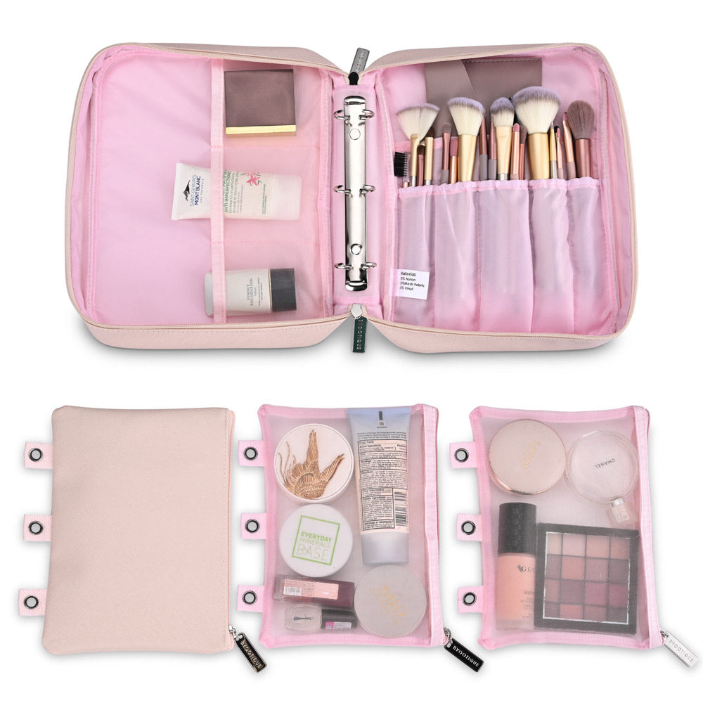 Byootique Binder Makeup Bag with Brush Holders & Pouches