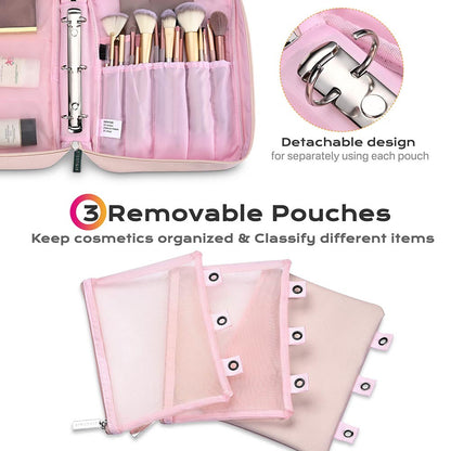 Byootique Binder Makeup Bag with Brush Holders & Pouches