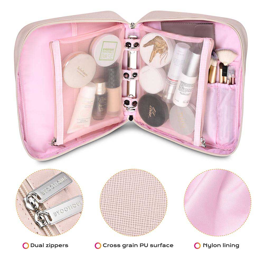 Byootique Binder Makeup Bag with Brush Holders & Pouches