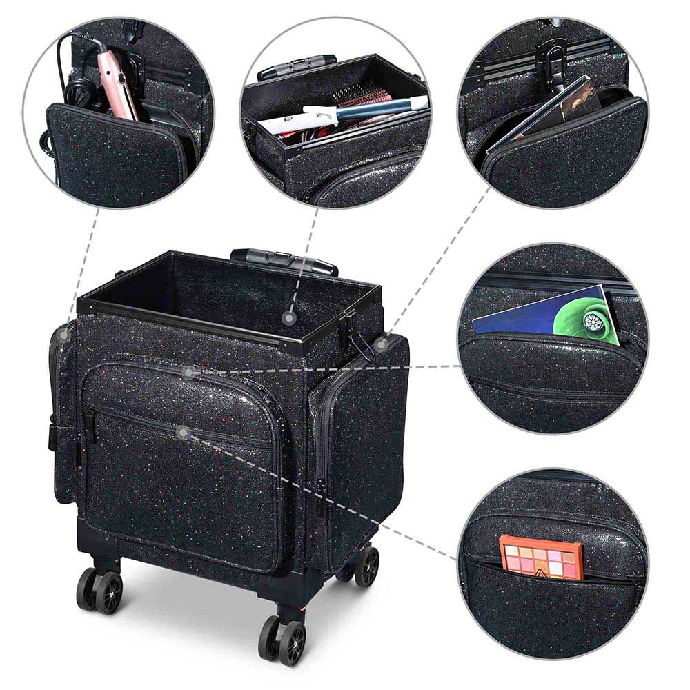 Byootique Sparkle 3 in 1 Rolling Makeup Case Hairdresser Organizer