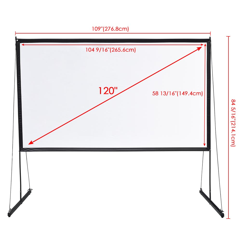 Yescom Outdoor Portable Projection Screen PVC w/ Metal Stand 120in 16:9