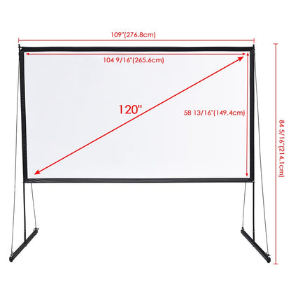 Yescom Outdoor Portable Projection Screen PVC w/ Metal Stand 120in 16:9