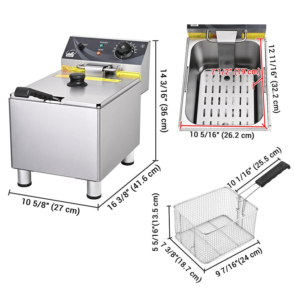 WeChef 12.7QT Deep Fryer with Basket Stainless Steel Fish Fryer