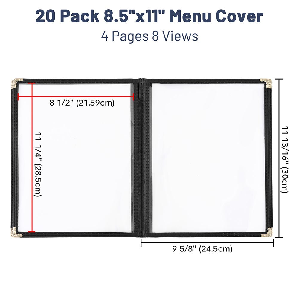 Yescom 8.5x11 Menu Covers Set(4) for Restaurant 8-View Clear