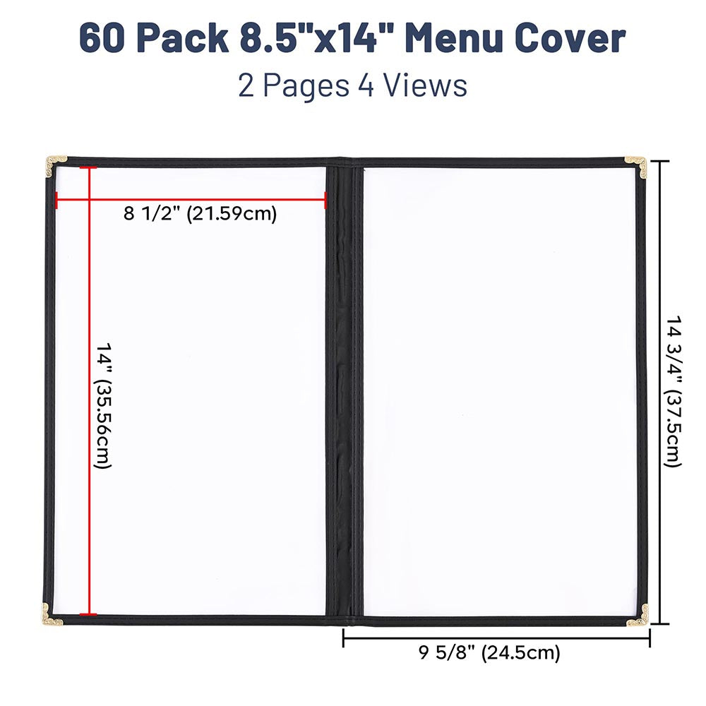 Yescom 60x Menu Covers 8.5x14 Restaurant Cafe 2-Page