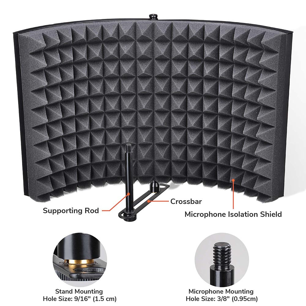 Yescom Microphone Studio Isolation Shield Sound Isolator Filter 2-Panel