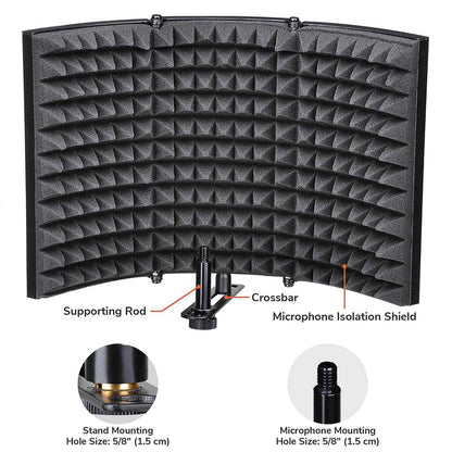 Yescom Microphone Studio Isolation Shield Sound Isolator Absorber 3-Panel