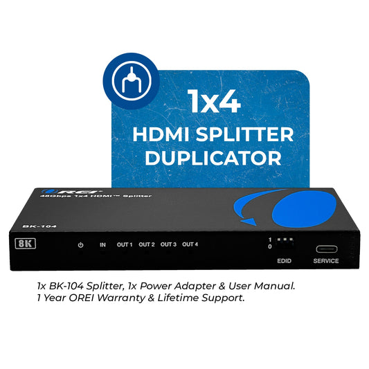 1x4 HDMI Splitter : 1-In 4-Out, UltraHD 8K, EDID (BK-104)