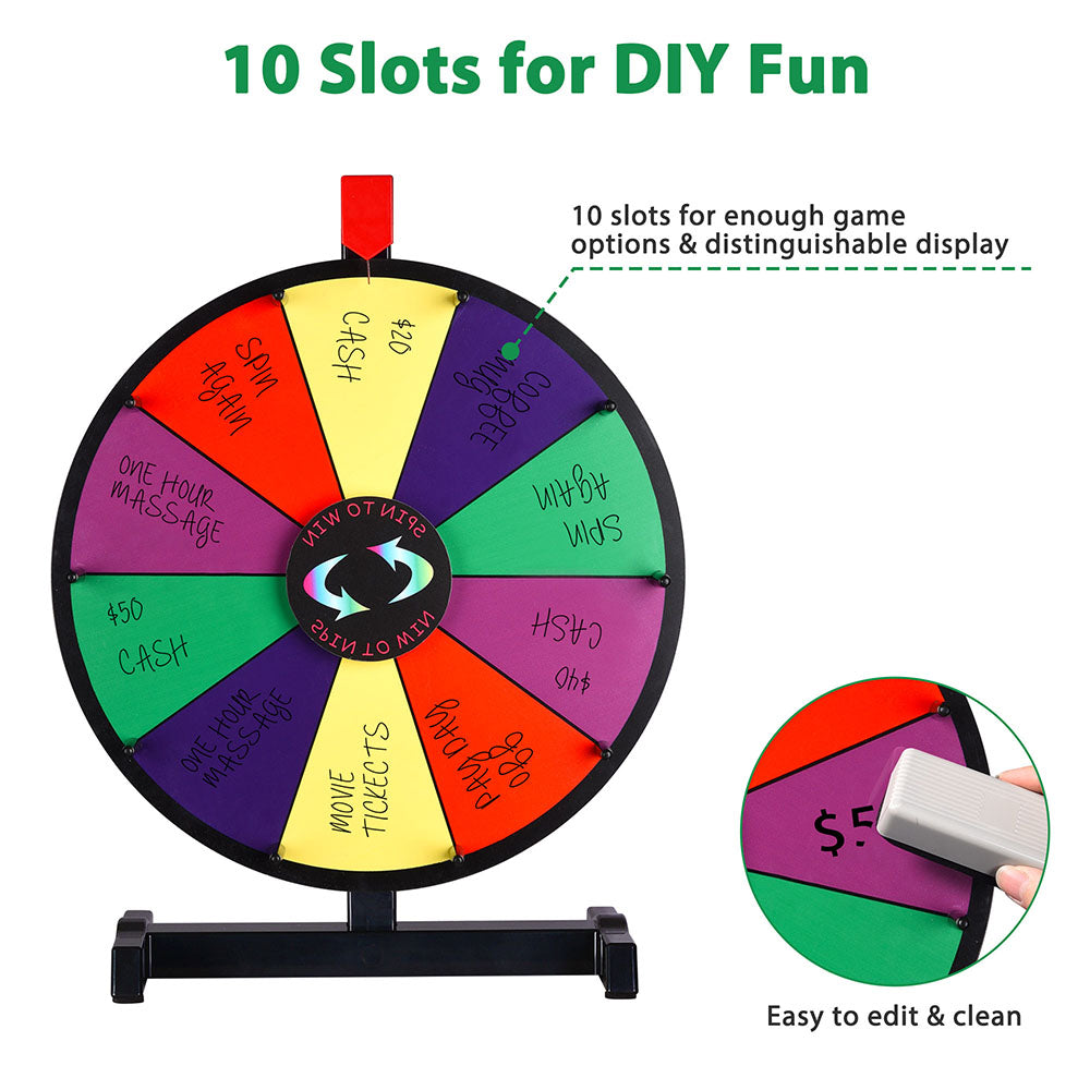 WinSpin 15" Tabletop Prize Wheel Dry Erase Dark Rainbow