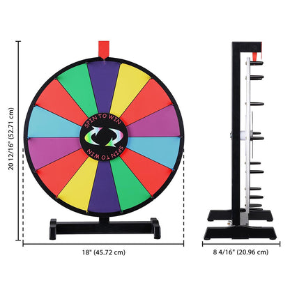 WinSpin 18" Tabletop Prize Wheel Dry Erase, Dark Rainbow