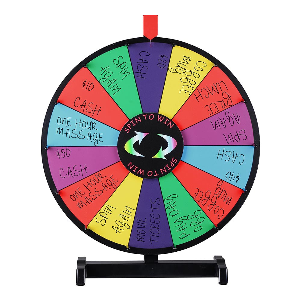 WinSpin 18" Tabletop Prize Wheel Dry Erase, Dark Rainbow