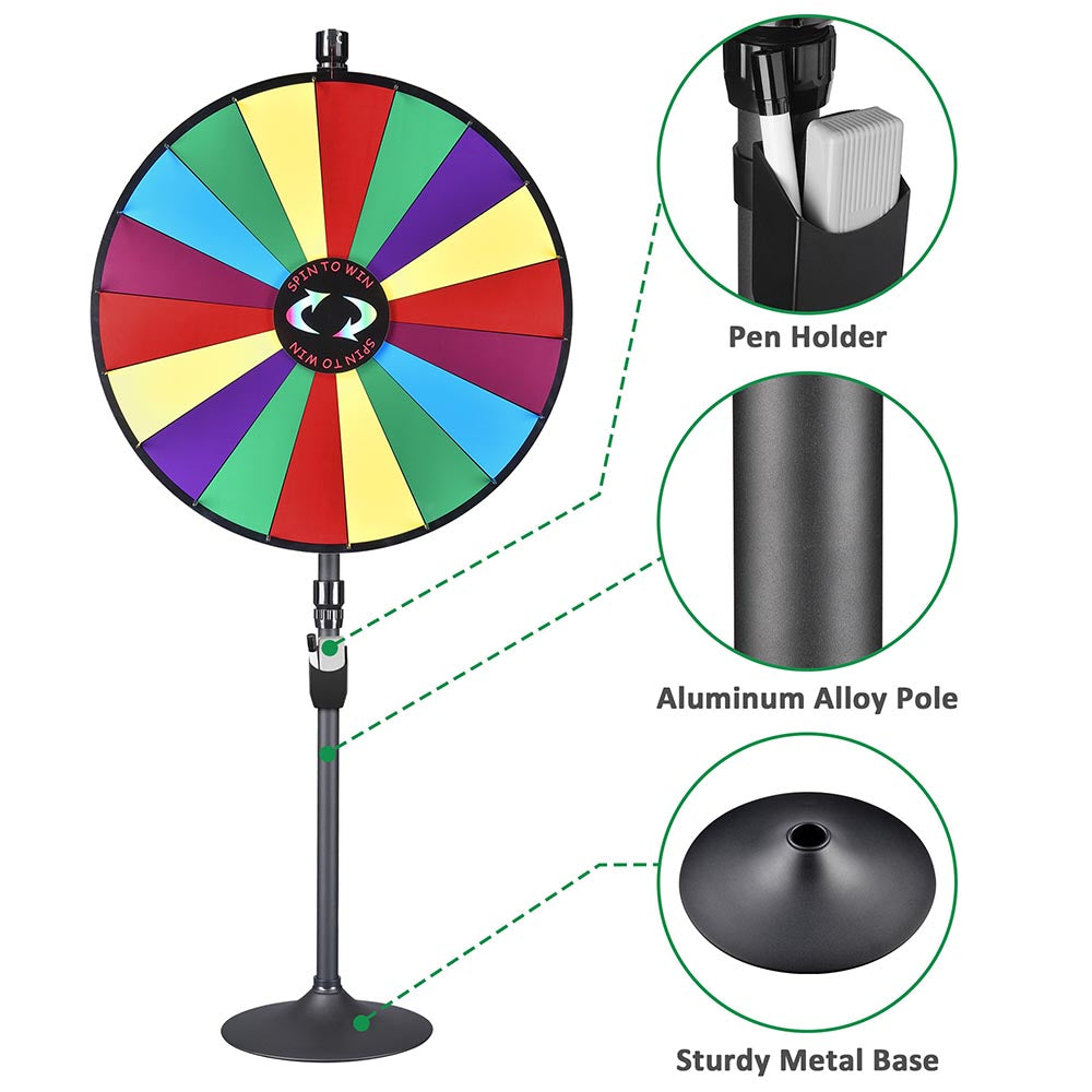 WinSpin 36" Prize Wheel Floor Stand Tabletop 18-Slot