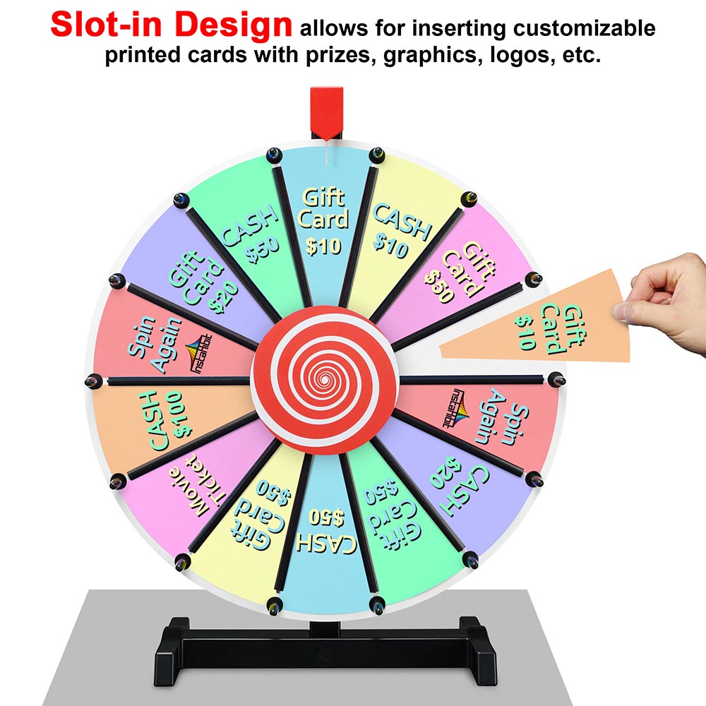 WinSpin 18" Tabletop Prize Wheel Dry Erase, Black