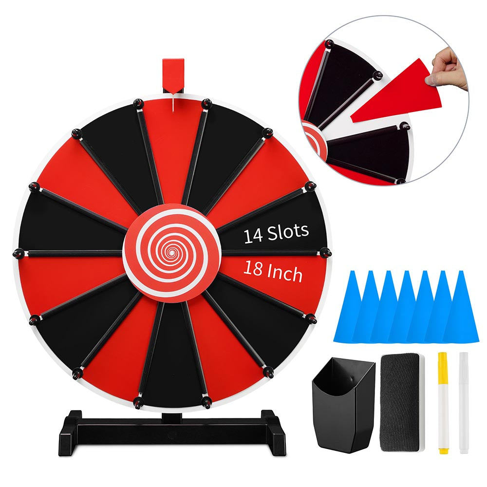 WinSpin 18" Tabletop Prize Wheel Dry Erase, Black