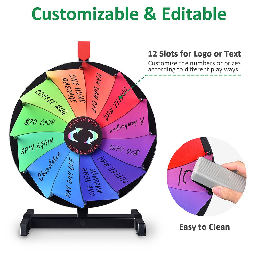 WinSpin 18" Prize Wheel Tabletop Custom Wheel 12-Slot