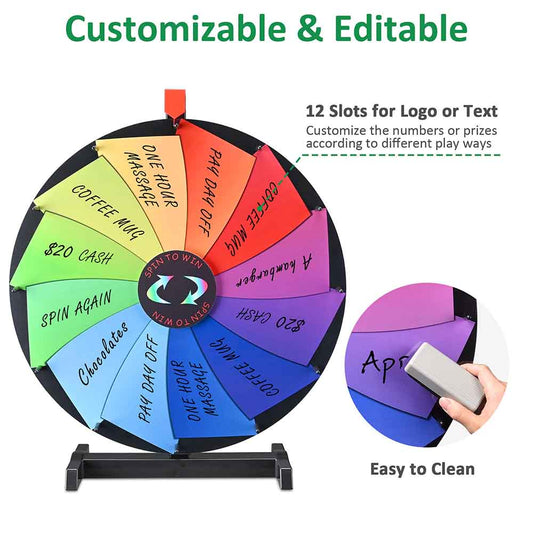 WinSpin 24" Tabletop Colorful Dry Erase Prize Wheel Pinwheel