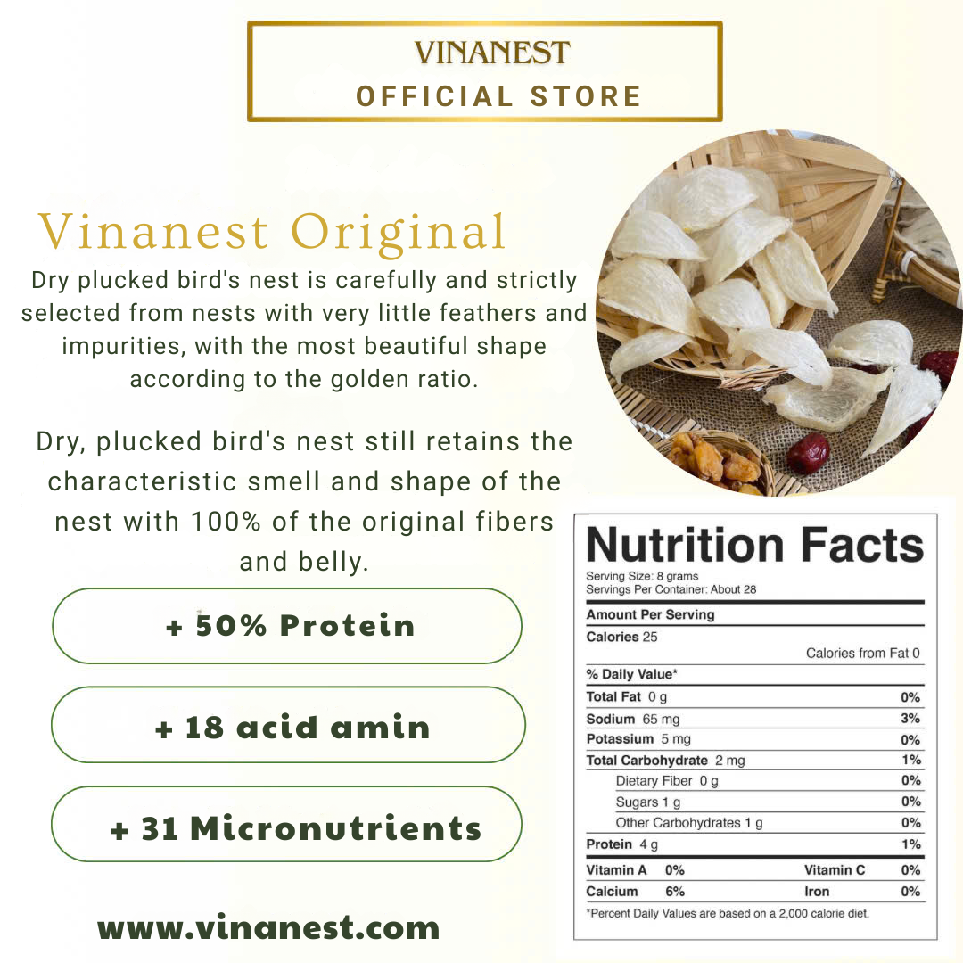 Vinanest Original (Yến Rút Lông Khô) 100GR