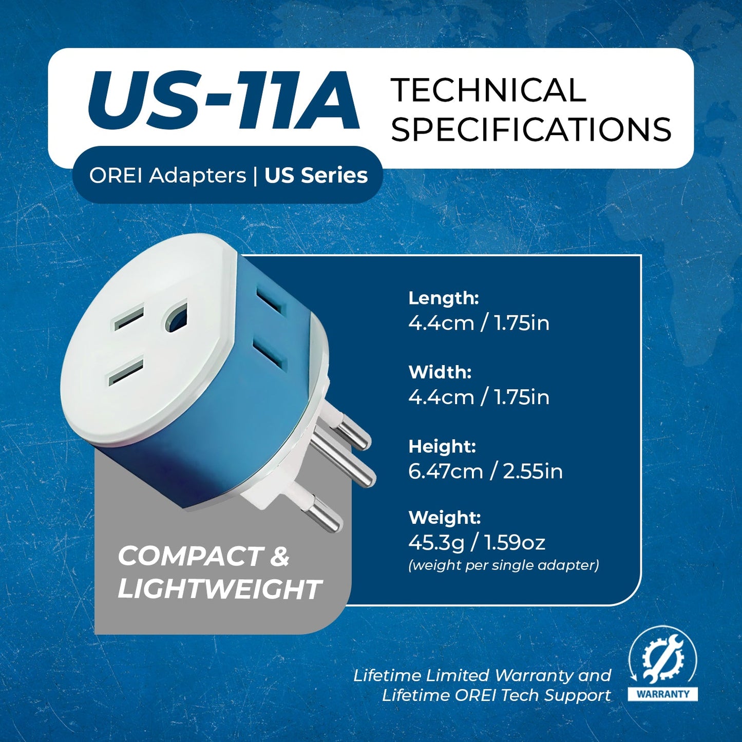 Switzerland Travel Adapter - 2 in 1 - Type J - Compact Design (US-11A)