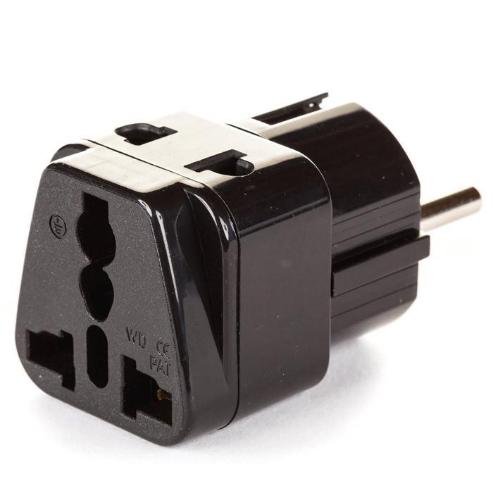 OREI 2 in 1 USA to Europe Adapter Plug (Schuko, Type E/F) - 2 Pack, Black