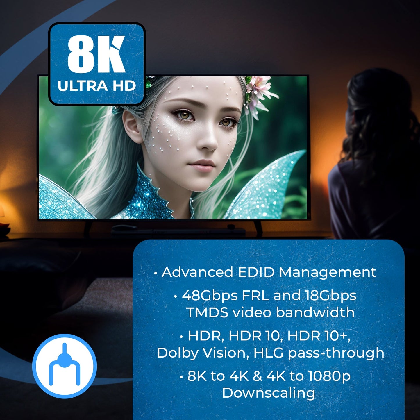 1x4 HDMI Splitter : 1-In 4-Out, UltraHD 8K, EDID (BK-104)