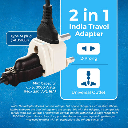 South Africa, Botswana Travel Adapter - 2 in 1 - Type M - Compact Design (DB-10L)