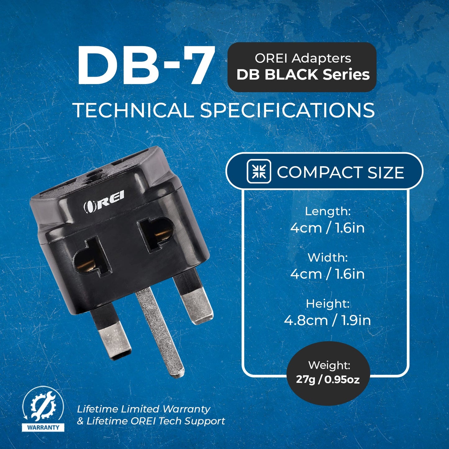 UK, Hong Kong Travel Adapter - 2 in 1 - Type G - Compact Design (DB-7)