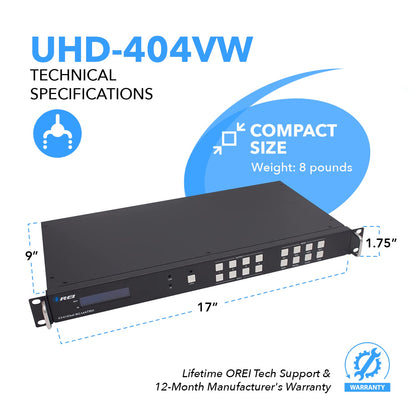 18Gbps 4x4 Seamless UHD Matrix (UHD-404VW)