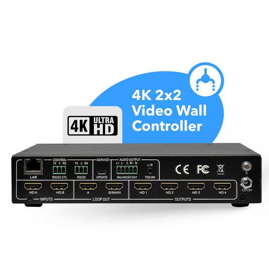 2x4 Video Wall Controller with 180 degree rotation (UHD-204VW)